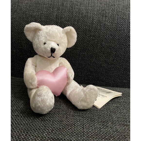 Lot of 2 Russ Berrie Russplus Lil Luv Sitting Bears Beanbag Pink Hearts Tags 6” - Picture 5 of 16